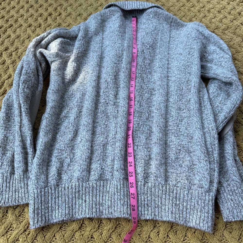 Vintage Lands End Wool Blend Shawl Collar Cardigan Sweater Elbow Patches USA L - Picture 6 of 7